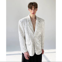 Sequined Velvet Lapel Suit Jacket