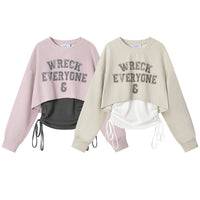 Drawstring Vest Lined Crew Neck Pullover