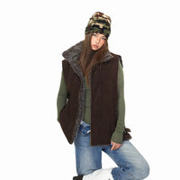 Colete de Inverno em Corduroy Forrado com Sherpa Reversível 