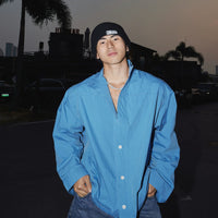 Camisa Casual de Manga Longa Oversized Relaxada 