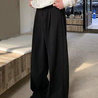 Calças de Lã Soltas ao Estilo Coreano 