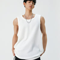 Texturiertes gestreiftes ärmelloses Fitness-Tanktop 