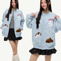 سويتر كارديجان مزين بتطريز كلب كرتوني 