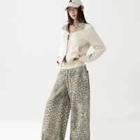 Leopard Print Jacket and Wide-Leg Pants