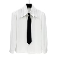 قميص بأكمام طويلة مع ربطة عنق متصلة 