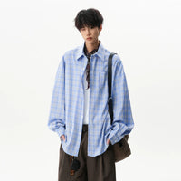 Camisa de manga larga oversized de cuadros retro 