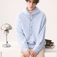 Çıkarılabilir Kapüşonlu Düğmeli Önden Düğmeli Triko Hırka 