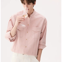 Lyocell Pamuk Dikey Yaka Gömlek 