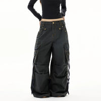 سروال كارغو واسع الساقين بنمط البانك 