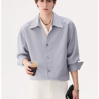 Chemise à double col en lyocell faux deux pièces 