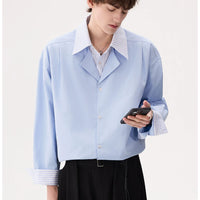 Yamali Çizgili Yaka Uzun Kollu Gömlek 