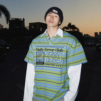 قميص بولو مزيف بطبعة مخططة مع ياقة متعددة الطبقات 