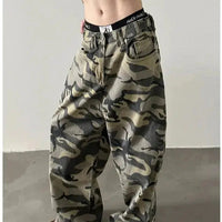 Camo Print Washed Jeans