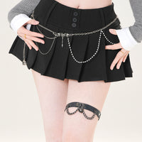 تنورة مصغرة مpleated على شكل A مع سلاسل 