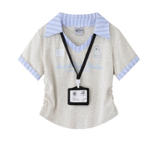 V-Neck Short Sleeve Collared T-Shirt