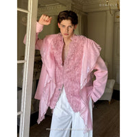 Floral Ruffled Loose Fit Suit Jacket