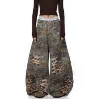 Leopard Print Wide Leg Jeans