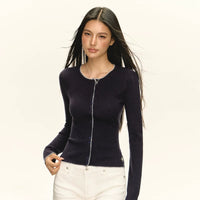 سويت شيرت كاردجان محبوك بأزرار أمامية مضلعة 