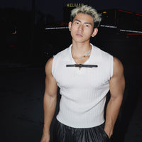 Leder Schnalle gerippt Strick sauberer Sitz Weste 