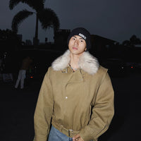 Retro Kürk Yaka Pamuklu Kapitone İş Ceketi 