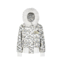 Kürklü Yaka Kamuflaj Kapüşonlu Ceket 