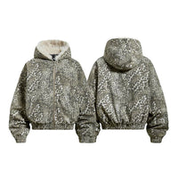 Leopar Desenli Kapüşonlu Şişme Ceket 