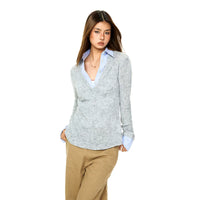 Deep V-Neck Faux Layered Shirt