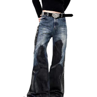 Waxed Distressed Flared Denim Pants