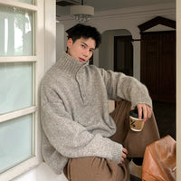 두꺼운 니트 터틀넥 풀오버 스웨터 