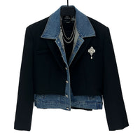 جاكيت بدلة قصير من قماش الجينز 