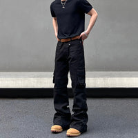Multi-Pocket Flared Cargo Pants