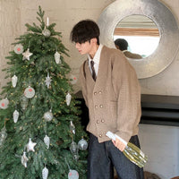 Çift Düğmeli Örgü Hırka Kazak 