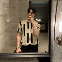 Suéter Retro de Manga Curta Tricotado 