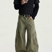 سروال كارجو واسع الساقين مع جيوب 