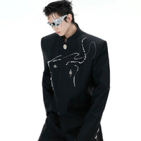 Snake Decoration Suit and Wide-Leg Pants