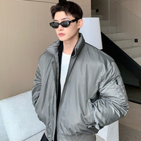 Giacca bomber con colletto alti in satin idrorepellente 