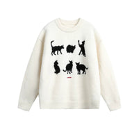 Yavru Kedi Jakarlı Mohair Yuvarlak Yaka Kazak 