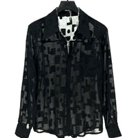 قميص شفاف فضفاض بنمط شبكي 