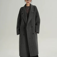 Abrigo de lana de doble botonadura largo 
