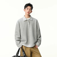 Plaid Layered Polo Neck Sweatshirt