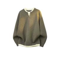 Faux Two-Piece Patchwork Knit Sweater