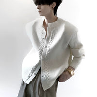 Relaxed Cable Knit Button Cardigan