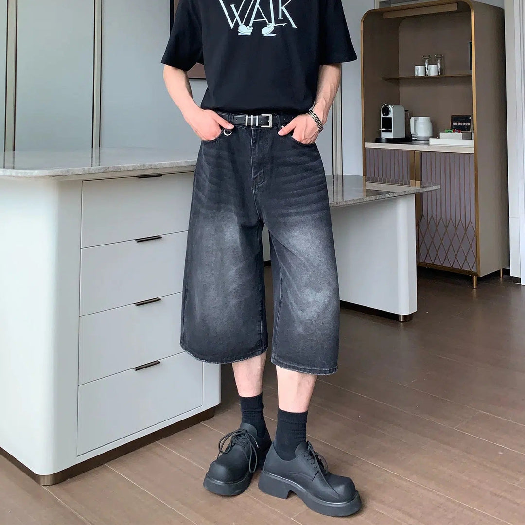 Wide-leg-Mid-length-Denim-Shorts – The Korean Fashion