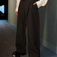 بنطلون بدلة مخصص واسع الساق مخطط 