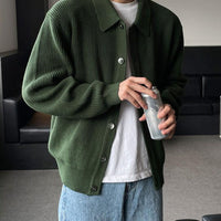 Lapel Button-down Knitted Cardigan