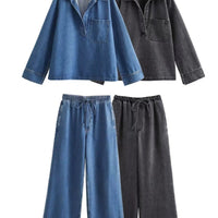 Costume en denim décontracté avec pantalon 
