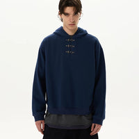 Retro Düğmeli Kapüşonlu Sweatshirt 