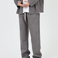 Faux Suede Drape Casual Pants
