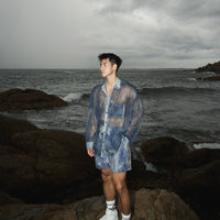 Camisa de Praia com Estampa de Denim Transparente 