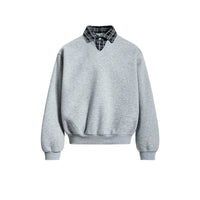 Ekose Yaka Sahte Katmanlı Polo Sweatshirt 
